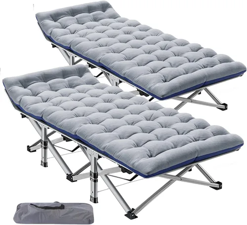 Miniatura 11 de ABORON Catre de Camping para Adultos de 28" Extra Ancho, Resistente 1200D Oxford Catre para Dormir, Cama de Campamento Plegable Portátil con Gris