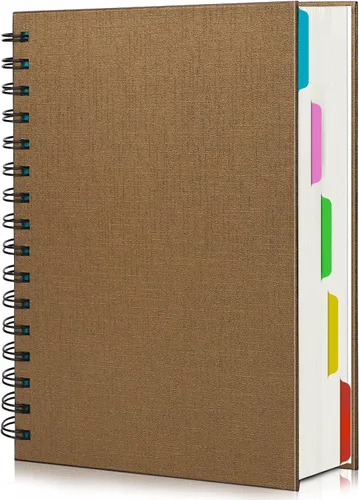 Miniatura 25 de EUSOAR - Cuaderno en espiral de tapa dura para universidad, rayado, paquete de 3 cuadernos A5 de 5.5"x8.3", con 5 divisiones, para escritura, tapa