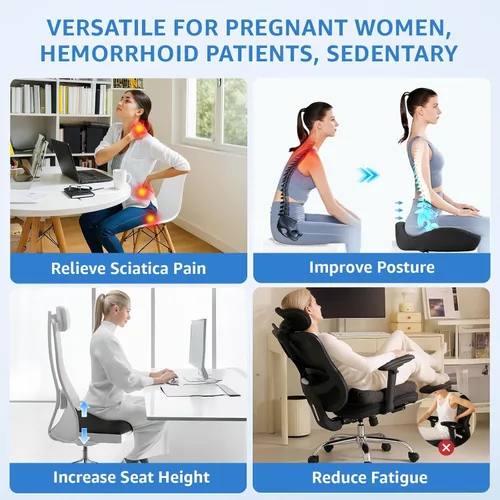 Miniatura 6 de Sytopia Extra Large Office Chair Cushion, 19" x 17" Ergonomic Memory Foam Seat Cushion, Pressure Relief for Tailbone Pain, Sciatica & Hip Pain