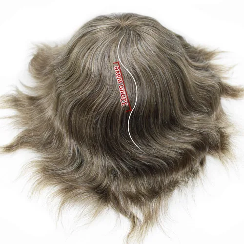 Miniatura 23 de Mens Toupee Remy pieza de cabello humano para hombres 0.002 in ultra fina piel tupé para hombres V-Looped Hairpiece para hombres sistema