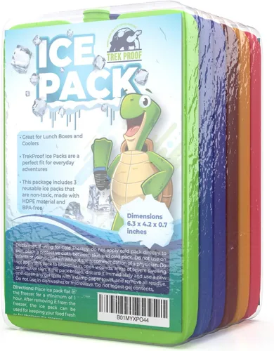 Miniatura 9 de TrekProof Bolsas de hielo multicolores para el almuerzo, juego de 6 piezas, reutilizable y ecológica, portátil y compacta, ideal para viajes