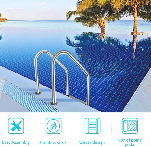 Miniatura 2 de DOEL Escalera de piscina, escalera antideslizante de 3 escalones de acero inoxidable para piscina interior/exterior, fácil montaje y escalada