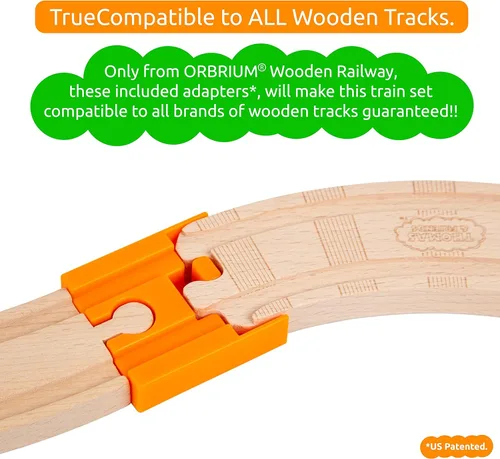 Miniatura 4 de Paquete de expansión para vías de tren Orbrium Toys, 56 piezas de madera con túnel, compatibles con el juego de ferrocarril de madera Thomas Brio
