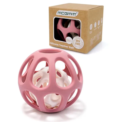 Miniatura 14 de MCGMITT Pelotas sensoriales para bebé, pelota mordedor de bebé de silicona elástica de grado alimenticio fácil de agarrar para 0-6 6-12 meses
