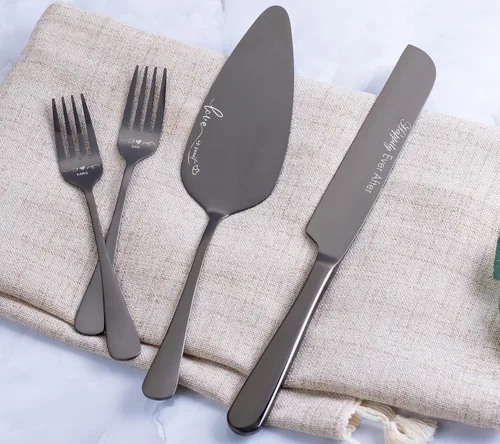 Miniatura 8 de Juego de corte de pasteles para boda y tenedores, juego de cuchillo y servidor para pastel de boda, juego de corte de pastel de boda, regalos