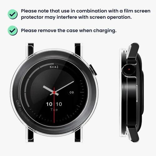Miniatura 5 de kwmobile Funda compatible con CMF Watch 3 Pro Covers - Vidrio templado 2X con marco de plástico - Transparente/Negro