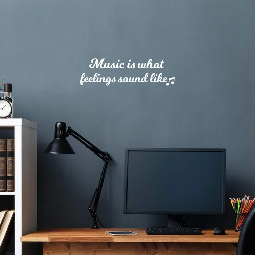 Calcomanía de vinilo para pared, diseño de música es lo que suena sentimientos, 5 x 18 pulgadas, cita moderna para el hogar, sala de estar,
