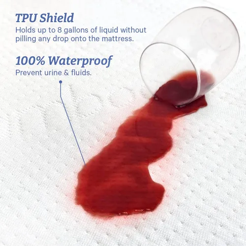 Miniatura 4 de Protector de colchón impermeable de tamaño individual, refrescante, hipoalergénico, transpirable, lavable, silencioso, 100% bambú viscosa