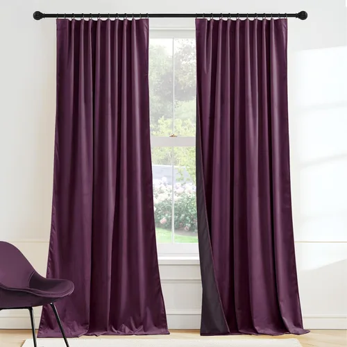Miniatura 46 de RYB HOME Cortinas elegantes de terciopelo verde de 108 pulgadas de largo, bloqueo de luz, aislamiento térmico, elegantes cortinas de terciopelo