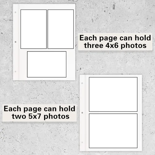 Miniatura 6 de Vienrose Recambio de páginas de álbum de fotos para carpeta de 3 anillas, páginas autoadhesivas para álbum de fotos, páginas de álbumes de fotos que