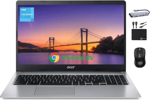 Acer Laptop Chromebook 315 para estudiantes de negocios 2024, pantalla HD de 15.6 pulgadas, Intel Celeron N4020, 4 GB de RAM, almacenamiento de 192
