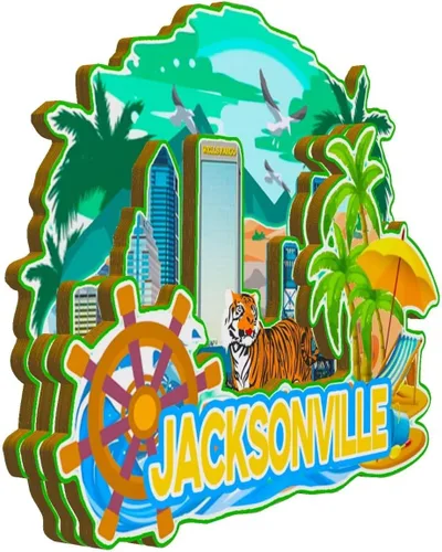 Miniatura 2 de Imán de madera para nevera de Jacksonville, Florida, Estados Unidos, 3D, monumentos de viaje, coleccionables, recuerdos, decoración hecha a mano