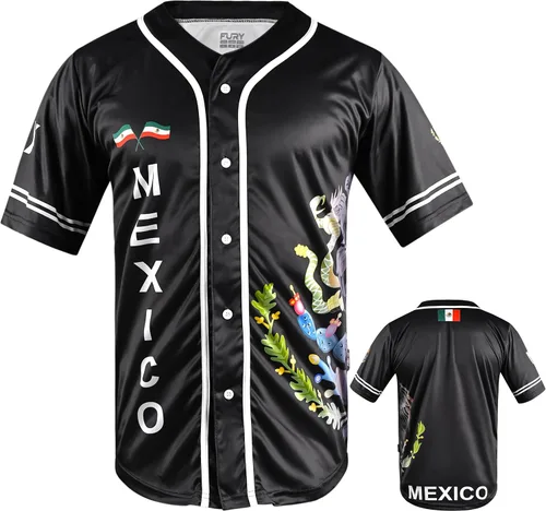 Miniatura 9 de fox & fury Camisetas de béisbol negras México, Guatemala, El Salvador, Honduras, Venezuela, Puerto Rico, Brasil, Cuba, Nicaragua