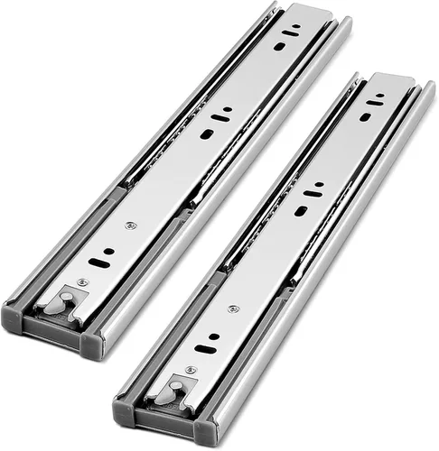 Gobrico - Deslizadores de cajón para muebles, 16 pulgadas, 100 libras. Deslizadores de cajón hidráulicos de cierre suave de extensión completa con