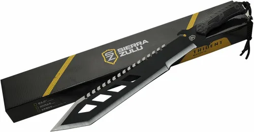 Miniatura 9 de Sierra Zulu Trident Machete - Acero inoxidable, 24.0 pulgadas en general, hoja modificada Tanto con borde trasero de diente de sierra, funda táctica