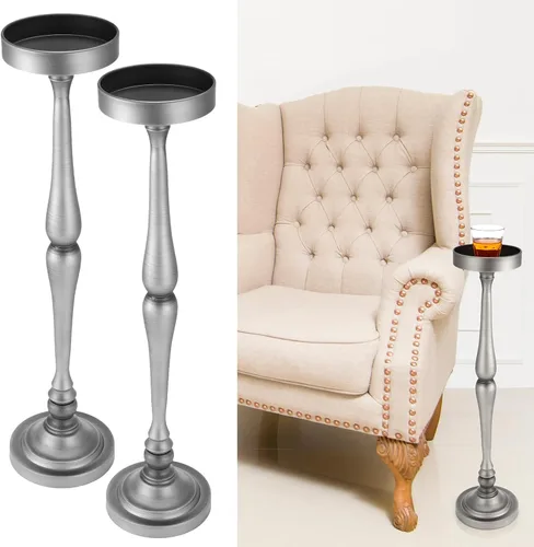 Miniatura 7 de CroBlissful Mesa redonda de Martini para bebidas de 2 piezas para espacios pequeños, mesita de noche, sala de estar, dormitorio, mesa auxiliar
