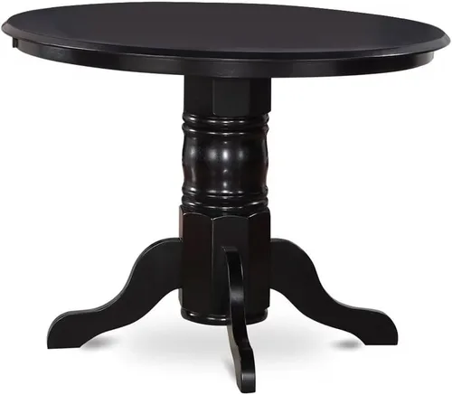 Miniatura 3 de East West Furniture SHAN5-BLK-C - Juego de mesa y sillas de cocina de 5 piezas, incluye una mesa de comedor redonda con pedestal y 4 sillas