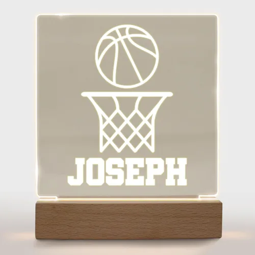 Luz nocturna personalizada para niños, niñas, niños, regalos personalizados para decoración de dormitorio de bebé niño baloncesto Luz nocturna 019