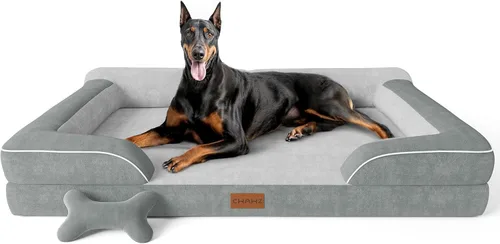 Miniatura 10 de CWAWZ Cama ortopédica para perros extra grandes, cama ortopédica para perros con espuma viscoelástica de gel refrescante, cama impermeable para Negro