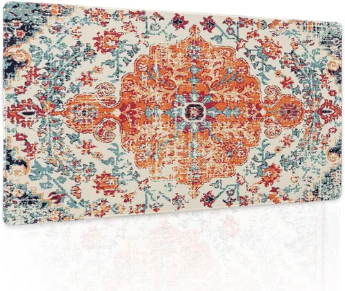 Miniatura 48 de Alfombrilla de mouse negra estética vintage para juegos botánicos, extendida, bonita planta verde bosque, naturaleza, floral, grande
