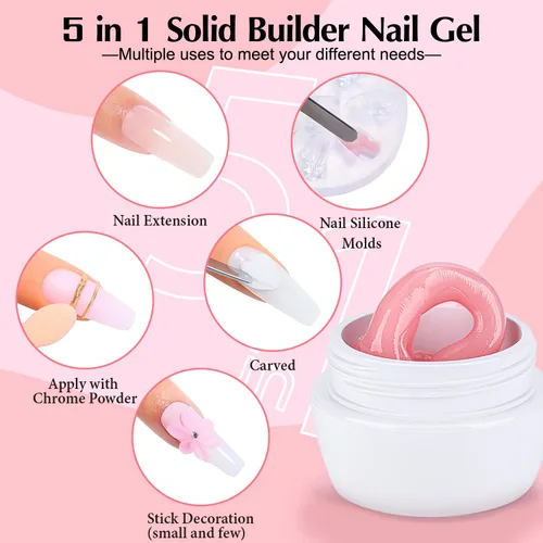 Miniatura 2 de AIMEILI Gel de uñas sólido sin hema, 2 unidades, libre de crueldad, vegano, gel duro transparente para uñas, geles de escultura 3D, no pegajoso
