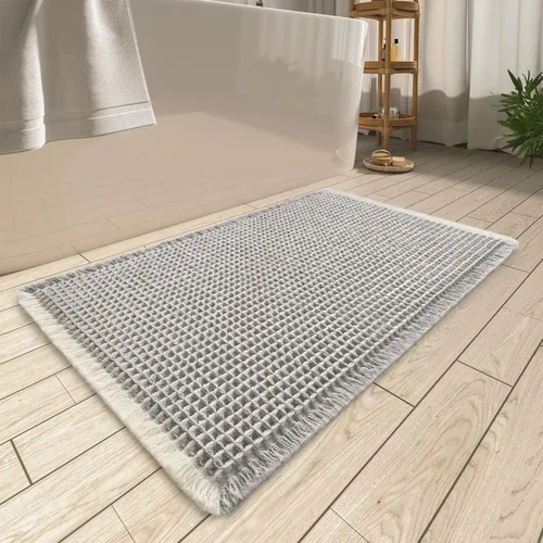 Miniatura 26 de AMOAMI Tapete de baño mejorado con diseño de gofre, súper absorbente, antideslizante, para suelo de baño, lavable a máquina, con borlas, tapetes