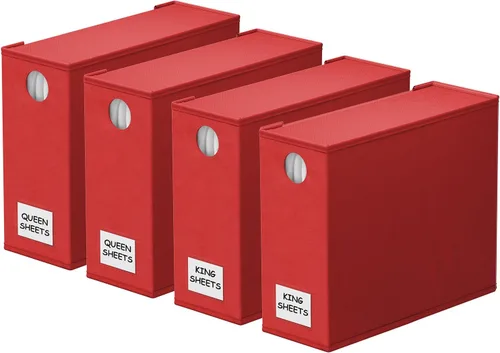 Miniatura 10 de SpaceAid Paquete de 4 organizadores de sábanas y almacenamiento, organizador de sábanas plegable para armario de lino, juego de sábanas con ventana