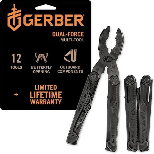 Miniatura 4 de Gerber Gear Multiherramienta Dual-Force - Resistente, Destornillador de Eje Central, Alicates de Punta Roma con Sierra, Cortadores de Alambre