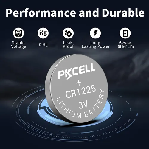 Miniatura 4 de PKCELL CR1225 batería de litio de 3 V, modelo CR 1225, pilas de botón para termómetro, vida útil de 5 años (5 unidades)
