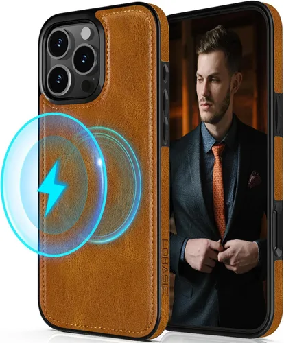 Miniatura 8 de LOHASIC Funda diseñada para iPhone 14 Pro, elegante cubierta trasera magnética de cuero de negocios, a prueba de golpes, compatible con fundas Negro