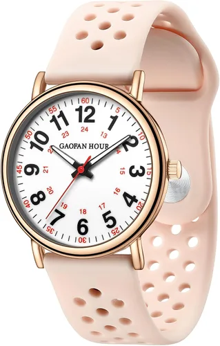 Waterproof Nurse Watch for Medical Professionals,Doctors Nursing Students Women Men,12/24 Hour Military Time,Luminouse Easy Read Dial,Soft and