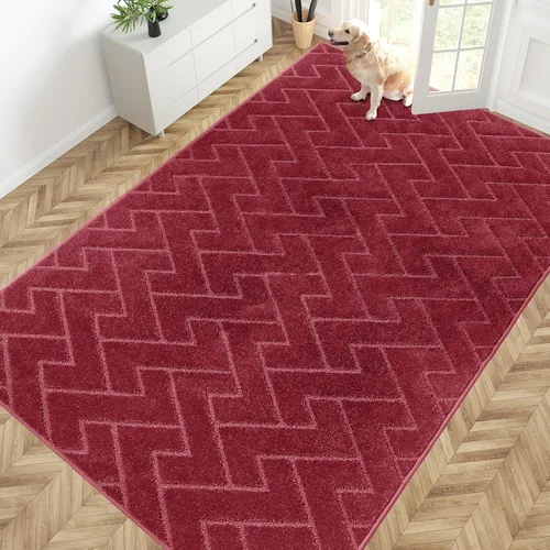 PURRUGS Alfombra de fácil cuidado de 6 x 9 pies, antideslizante, lavable a máquina, tapete para puerta de perro, resistente a las manchas para