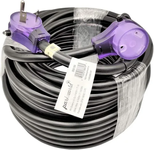 Parkworld Cable de extensión RV 30A NEMA TT-30 con mango, Camper 30amp TT-30P a TT-30R (75 pies)