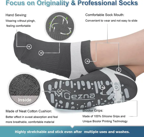 Miniatura 10 de Muezna Calcetines de yoga antideslizantes para mujer, antideslizantes, para pilates, barras, calcetines de hospital con agarres, talla 5-10