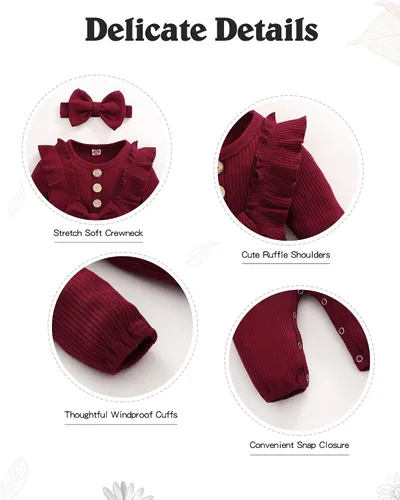Miniatura 4 de Mioglrie Ropa de bebé recién nacida, mameluco de algodón para recién nacido, traje para niñas
