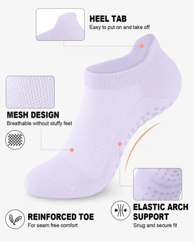 Miniatura 2 de 6 pares de calcetines de pilates antideslizantes para mujer, calcetines atléticos de yoga para barre ballet, descalzo, entrenamiento, hospital