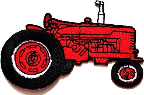 Nipitshop - Parches rojos para automóvil, sin techo, tractor, tractor de granja, dibujos animados, para niños, parche bordado de hierro para coser,
