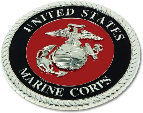 Miniatura 5 de USMC Medallón de automóvil rojo/plateado – Logotipo de metal Águila, Globo y Ancla del Cuerpo de Marines de 3.5 pulgadas para automóvil - Regalo