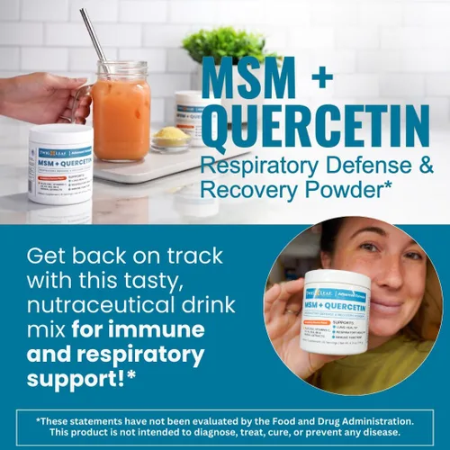Miniatura 3 de Twig & Leaf MSM + Quercetina en polvo con vitamina C y zinc (fresa y plátano) - Suplemento MSM de apoyo del sistema inmunológico para la salud