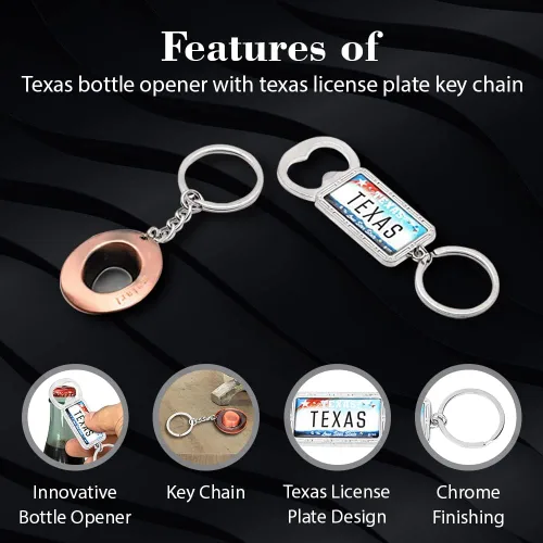 Miniatura 2 de Abrebotellas Texas con llavero de matrícula de Texas, paquete de 12
