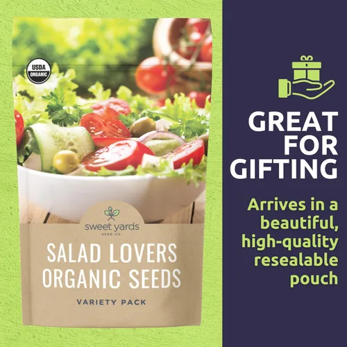 Miniatura 6 de Paquete variado de semillas orgánicas para amantes de la ensalada, 10 paquetes individuales, temporada 2026, tomate de pera amarilla, lechuga