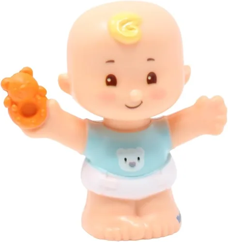 Miniatura 6 de Pieza de repuesto para Fisher-Price Little People Snuggle Twins Playset - GKP68 ~ Repuesto Twin Boy con rizo rubio en camisa azul con figura de oso