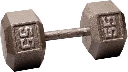 Miniatura 13 de Body-Solid Mancuerna hexagonal de hierro fundido, pesas de mano para hombres y mujeres, mancuernas de peso para entrenamiento de fuerza, culturismo