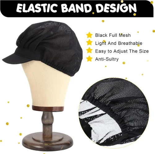 Miniatura 10 de Hicarer 16 sombreros de chef para mujer, redes para el pelo, cocina, cocina, gorra de chef ajustable, gorra de trabajo elástica para mujeres