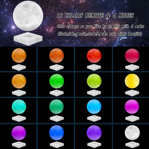 Miniatura 2 de Lámpara de luna con impresión 3D, lámparas de luz de luna levitante magnética para el hogar, decoración de oficina, regalo creativo, tiene 16