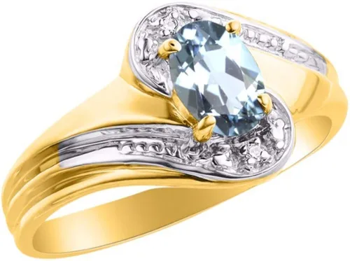 Miniatura 3 de RYLOS Anillos para mujer chapado en oro de 14 quilates con piedras preciosas ovaladas de 0276 x 0197in y anillo de diamantes auténticos joyería