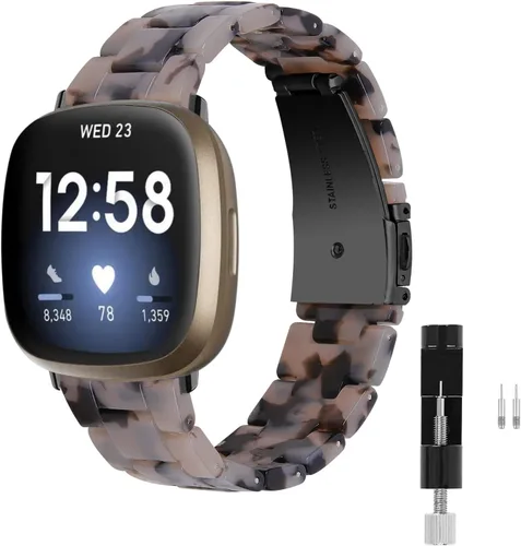 Correa de reloj de resina compatible con Fitbit Versa 4/Sense 2/Versa 3/Sense 1, pulsera brazalete de moda ligera y ajustable de repuesto para
