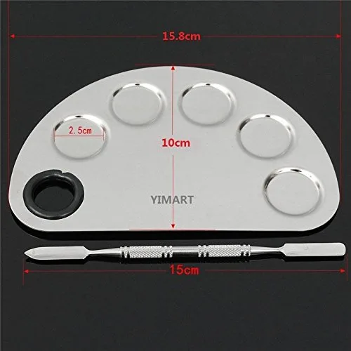 Miniatura 2 de Yimart® Espátula de mezcla cosmética de la paleta de los agujeros cinco de la paleta del maquillaje del acero inoxidable