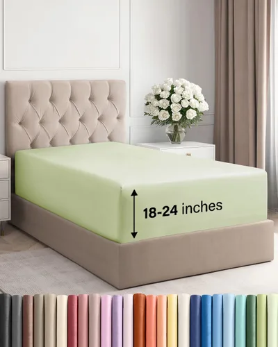 Miniatura 109 de Sábana bajera ajustable extra profunda tamaño completo – Sábana bajera individual de lujo para hotel únicamente – Se adapta fácilmente a colchones