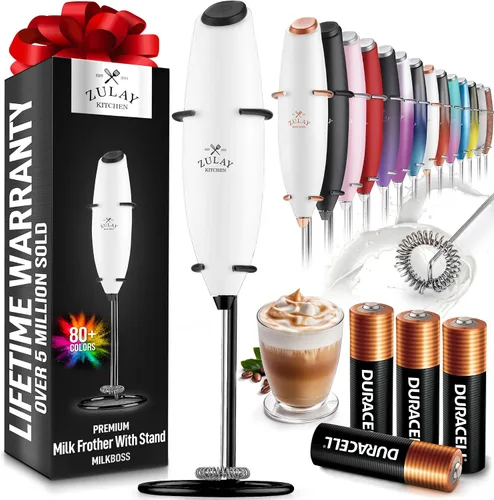 Miniatura 564 de Zulay Milk Boss Espumador de leche potente manual, hace espuma para latte, batidor para mezclar bebidas, café, miniespumador para capuchino, frappé